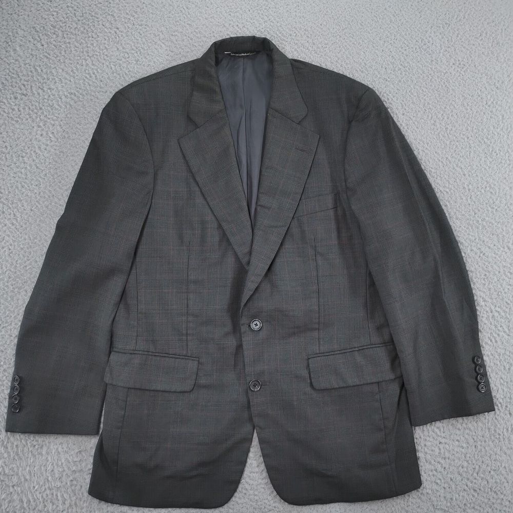 Ermenegildo Zegna Sport Coat Jacket Men EU 41R Gray Blue Plaid 100% Wool SB King
